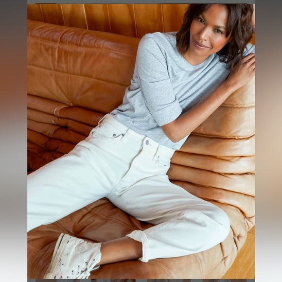 Outerknown Fillmore Boyfriend Stretch Button Fly Casual Jeans in Salt NWT - Picture 2 of 10